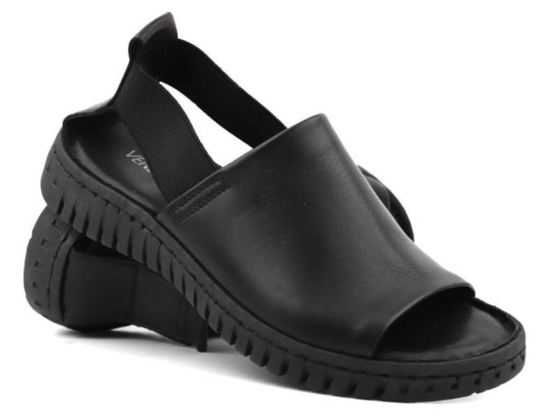 Černé dámské kožené sandály - VENEZIA 4154302