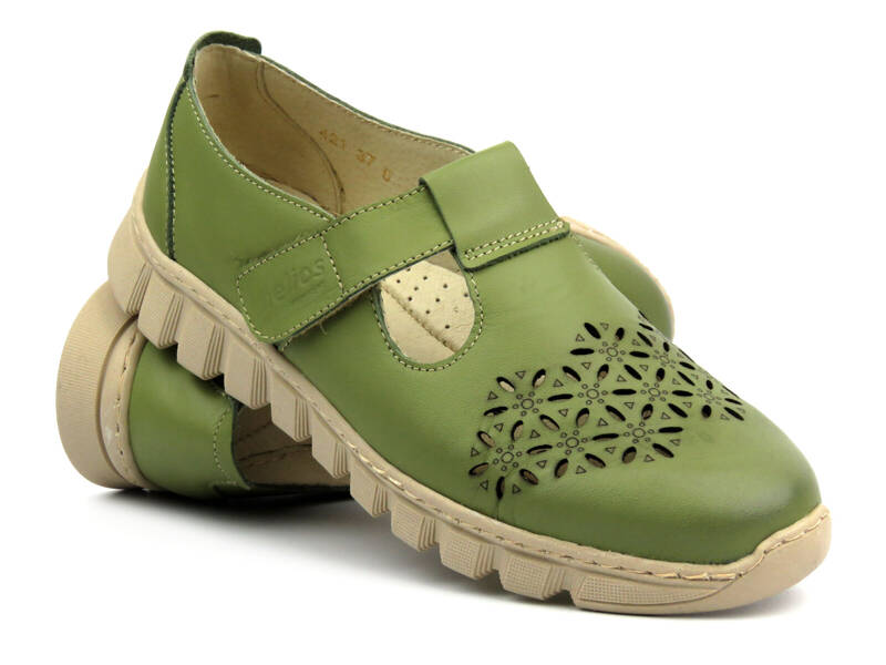 Dámská jarně-letní kožená obuv - Helios Komfort 421, zelená