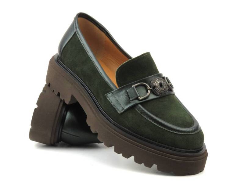 Dámské boty a mokasíny na platformě - UNCOME 37158, zelené