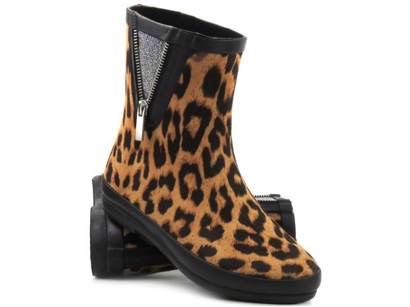 Dámské gumové kotníkové boty, Potocki Chelsea boots, 23-36062, leopardí potisk