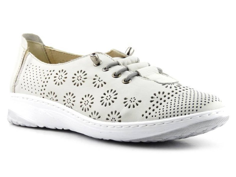 Dámské kožené boty s prolamovaným svrškem - Wasak 625P, bílá
