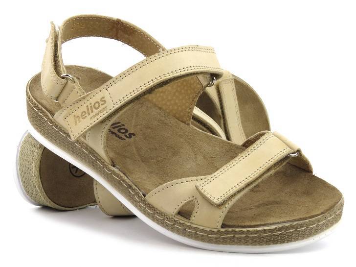 Dámské kožené ploché sandály - HELIOS Komfort 282, světle béžová