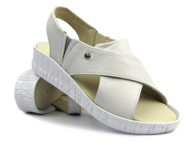 Dámské kožené sandály na platformě - HELIOS Komfort 248, světle hnědé