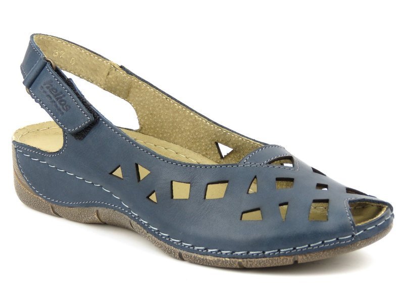 Dámské kožené sandály s výřezy - HELIOS Komfort 4027, tmavě modrá