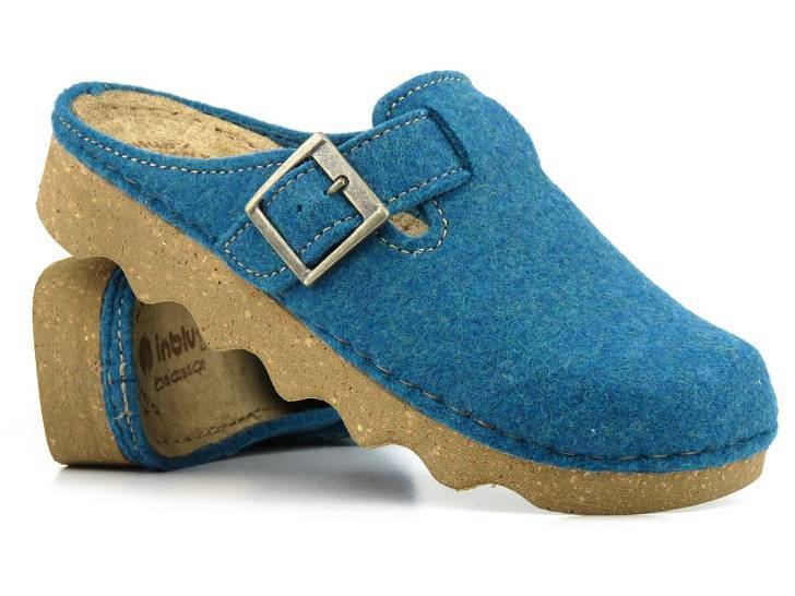 Dámské plstěné pantofle s korkovou podrážkou - Inblu POKS, modré