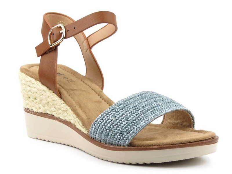 Dámské sandály na klínku, espadrilky - JEZZI 21SD98-3590, modré