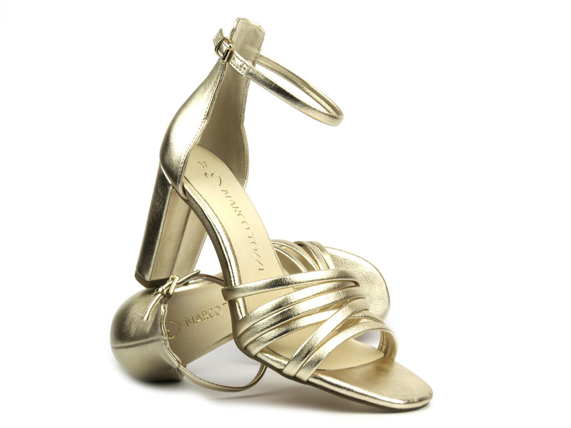 Dámské sandály na vysokém podpatku – Marco Tozzi 2-28386-42, zlaté