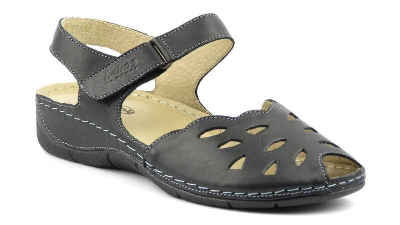Dámské sandály s prolamovaným svrškem - HELIOS Komfort 4011, černé