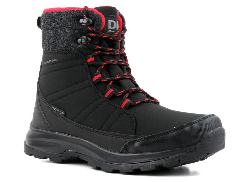 Dámské sněhule, trekingové boty s materiálem Softshell - DK TECH 2104, černo-červené