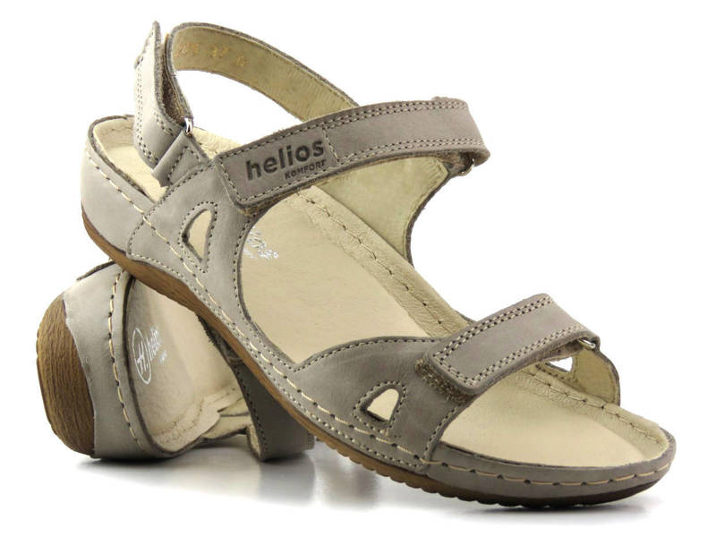 Dámské sportovní sandály se třemi pásky na suchý zip - HELIOS Komfort 205, šedá