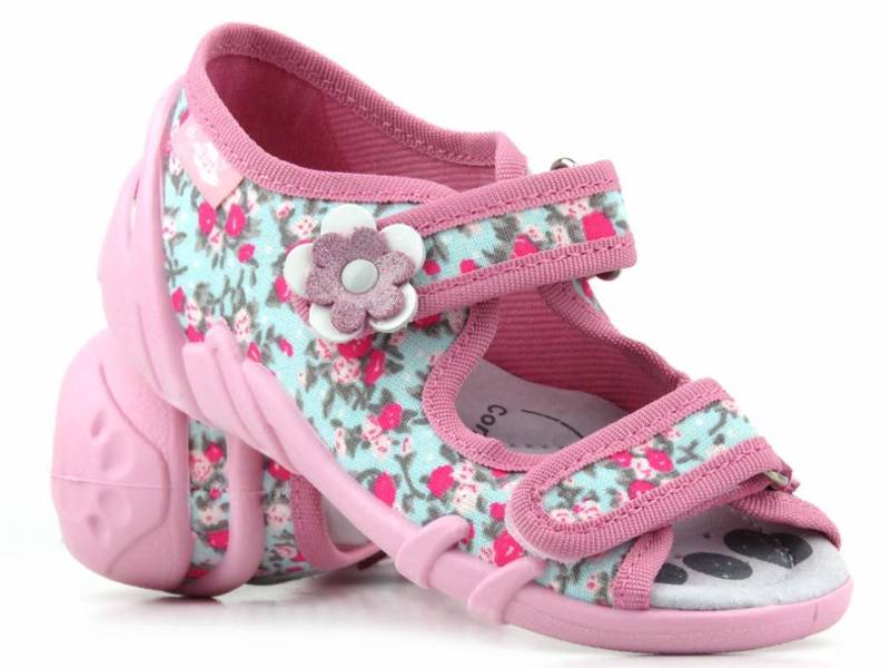 Dětské sandály s profilovanou koženou vložkou - Ren But 33-378P1548, mátově růžová