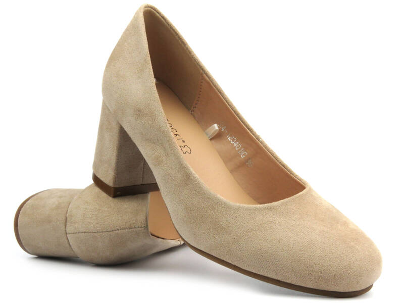 Elegantní dámské boty na bloku - Potocki 24-12340, béžová