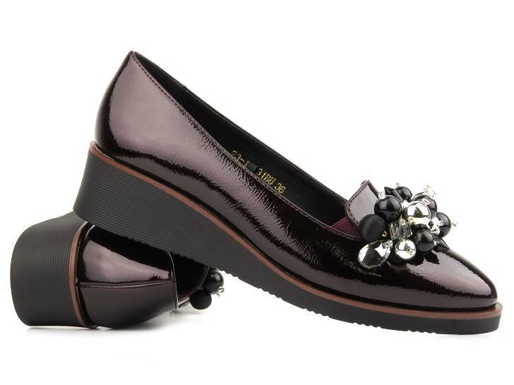 Elegantní dámské boty na klínku - Potocki 23-12031BU, vínové