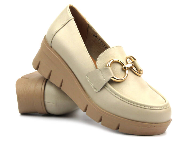 Elegantní dámské boty na klínku - Potocki 24-12374, béžová