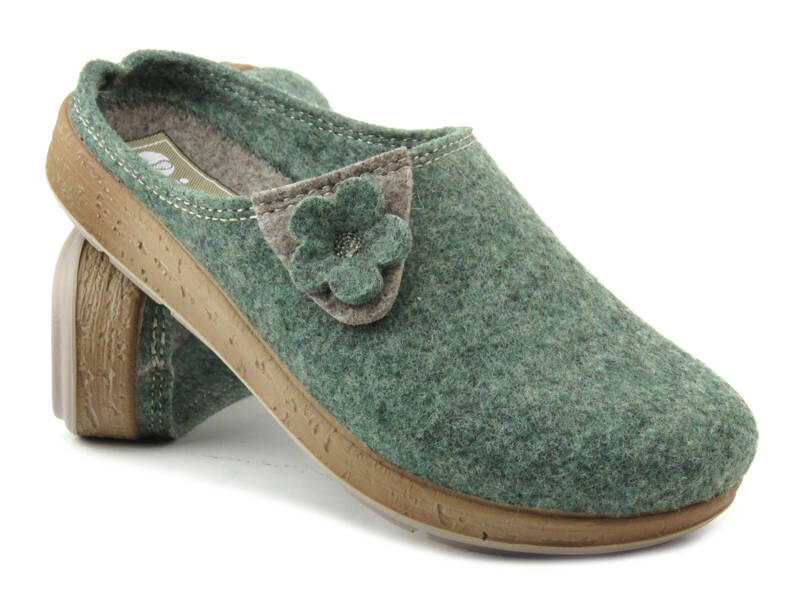 Hřejivé dámské pantofle z ekologické plsti - INBLU AD-25, zelené