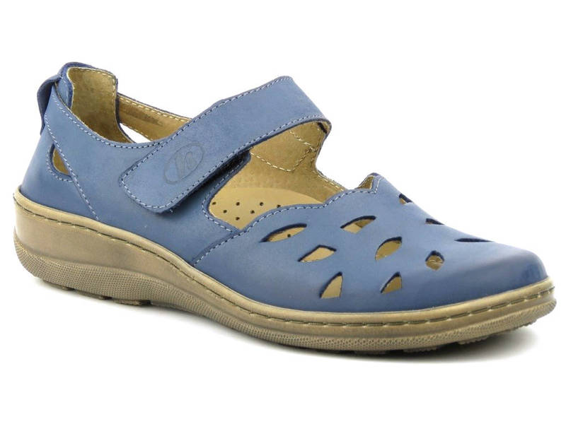 Jarní dámské boty s ažurovým vzorem - HELIOS 4043, tmavě modrá