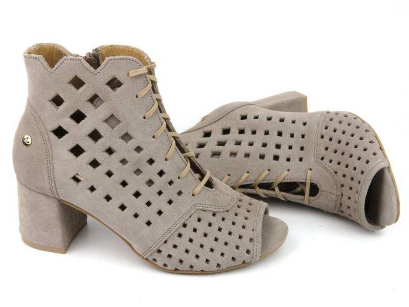 Jarní kotníkové boty, dámské semišové sandály - MACIEJKA 05966-10, béžová