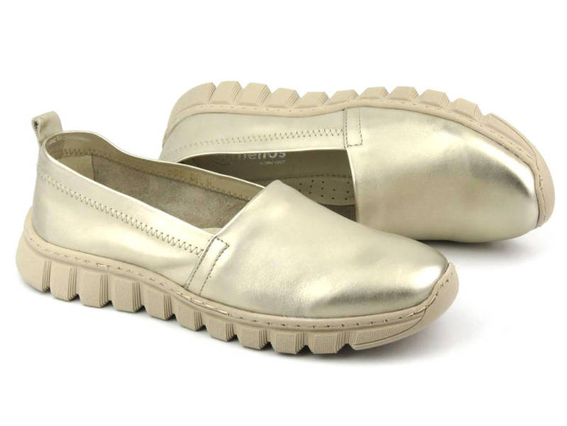Kožená obuv, dámské nazouváky - HELIOS Komfort 405, zlatá