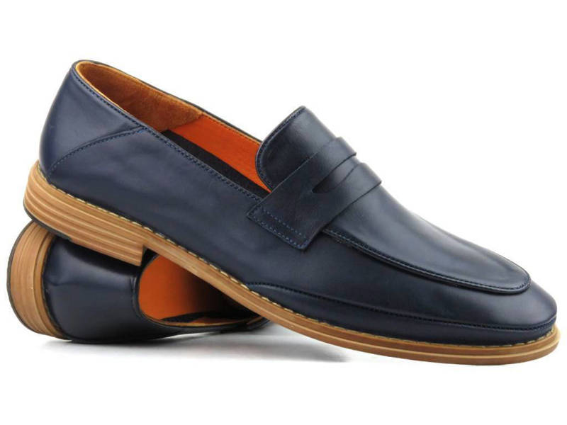 Kožené boty, pánské mokasíny - VENEZIA 132852, tmavě modrá