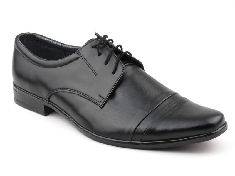 Kožené pánské boty s otevřenou klopou - Moskała 421, černá