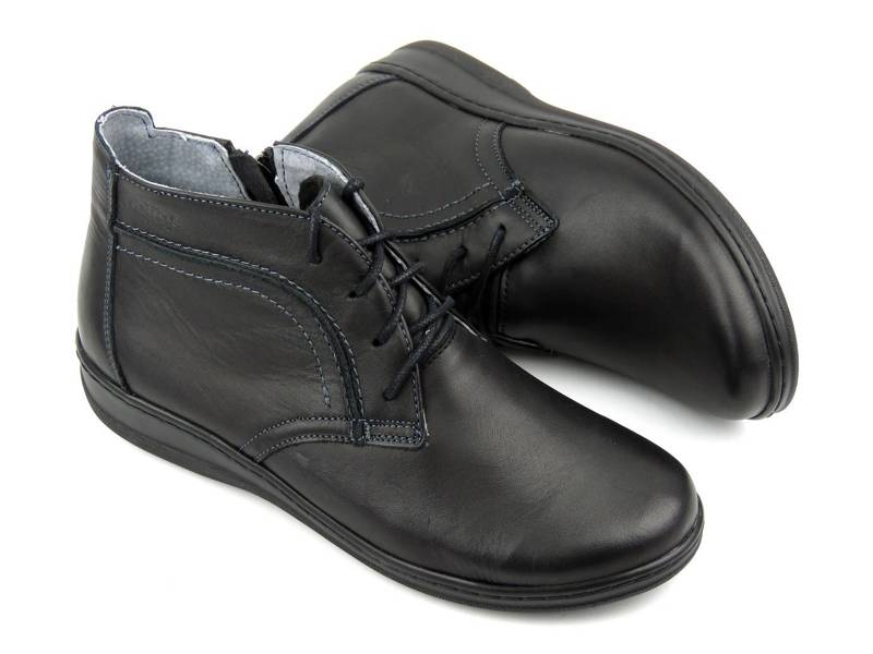 Lehké, pohodlné dámské kotníkové boty vyrobené v Polsku - HELIOS Komfort 612-2, černé