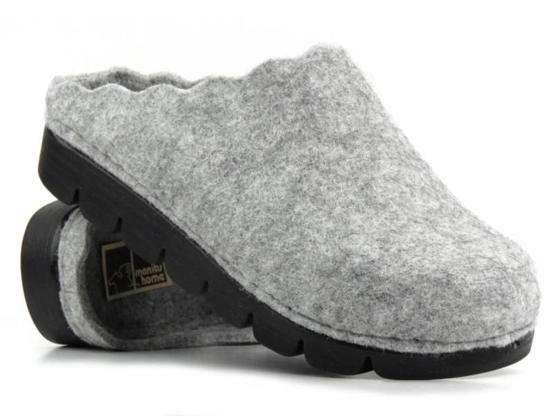 Manitu 320070-91 dámské plstěné pantofle, šedé