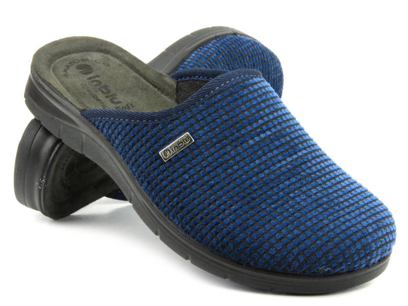 Pánské pantofle s měkkou koženou vložkou - INBLU BG-52, tmavě modrá