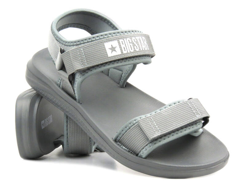 Pánské sportovní sandály na suchý zip - Big Star HH174843, šedé