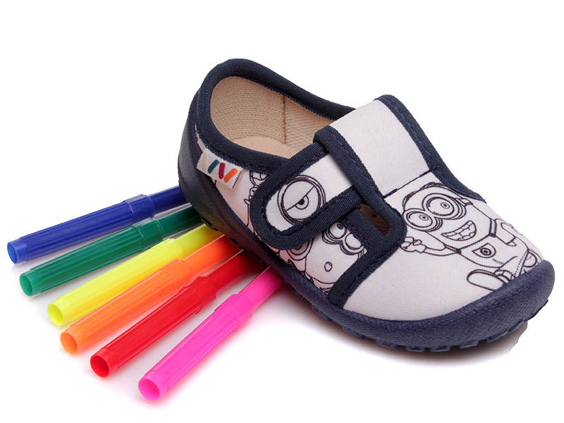 Pantofle, dětské boty na barvení - WEESTEP R107850009, tmavě modrá s Minions