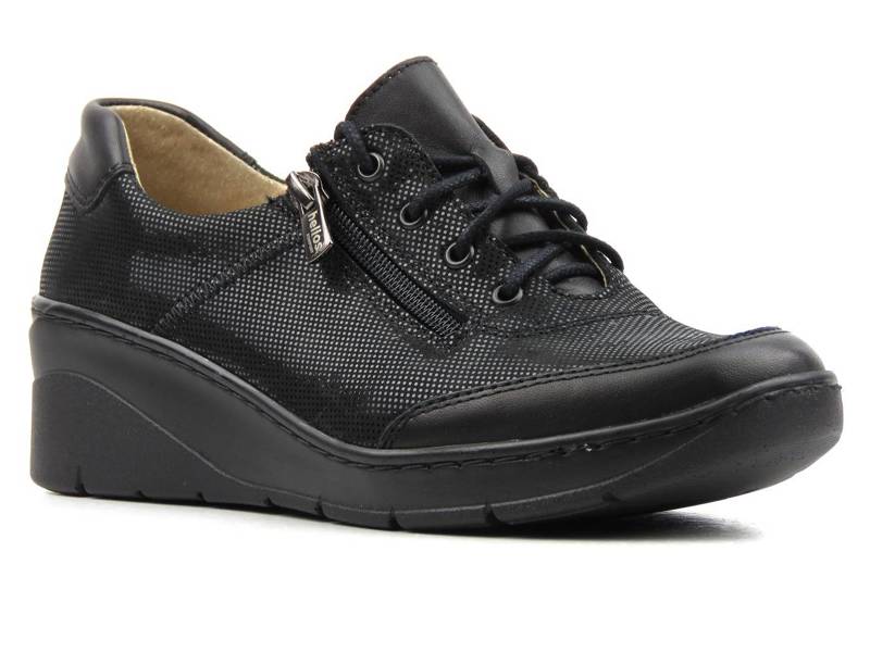 Pohodlná dámská obuv s lesklým svrškem - Helios Komfort 334S, černá