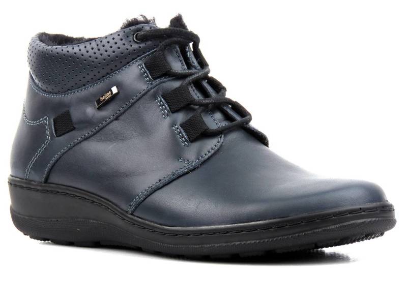 Pohodlné dámské kotníkové boty s přírodní vlnou - HELIOS Komfort 521, tmavě modrá