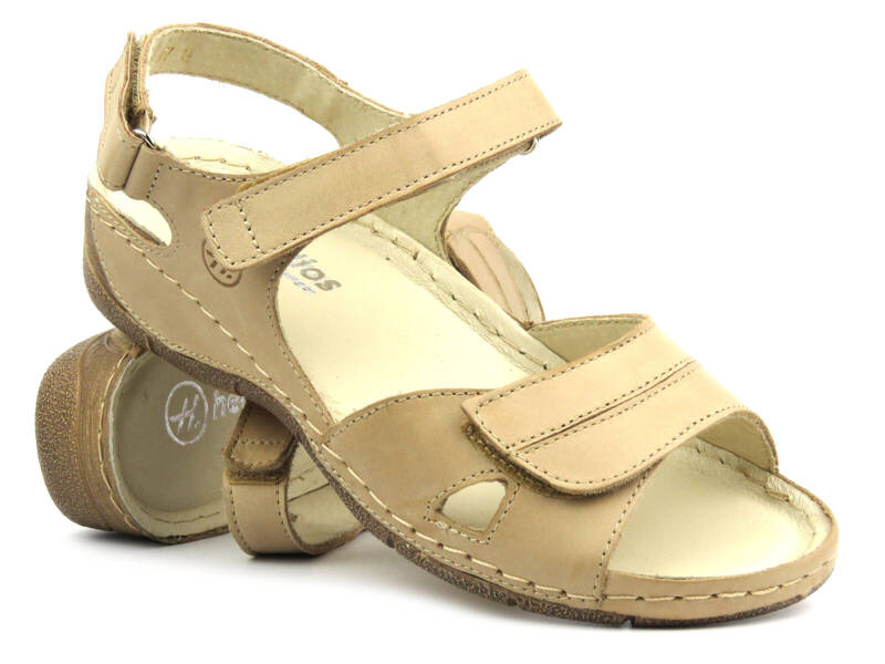 Pohodlné dámské kožené sandály - HELIOS Komfort 106, zlaté