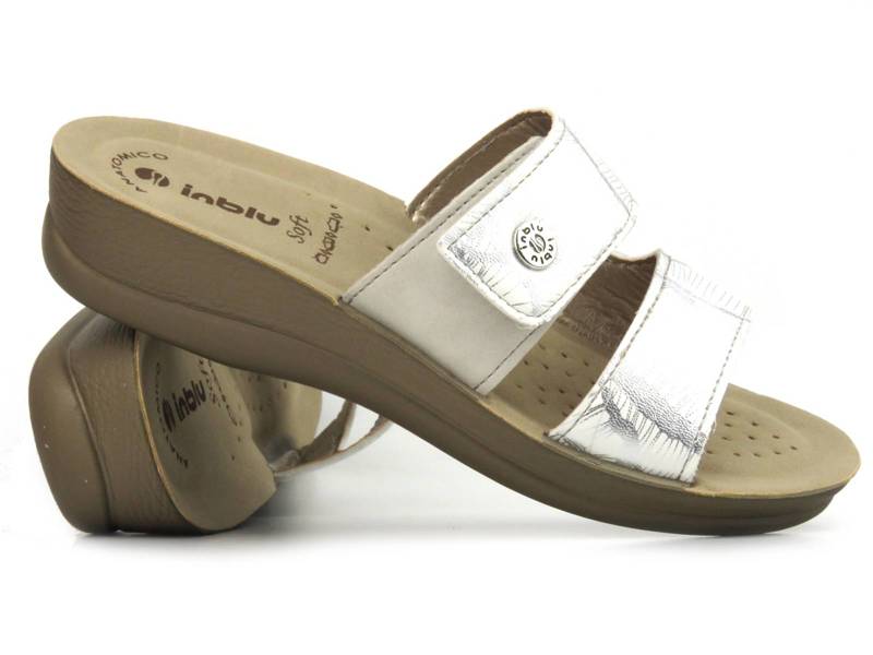 Pohodlné dámské pantofle na suchý zip - INBLU VR-60, bílé