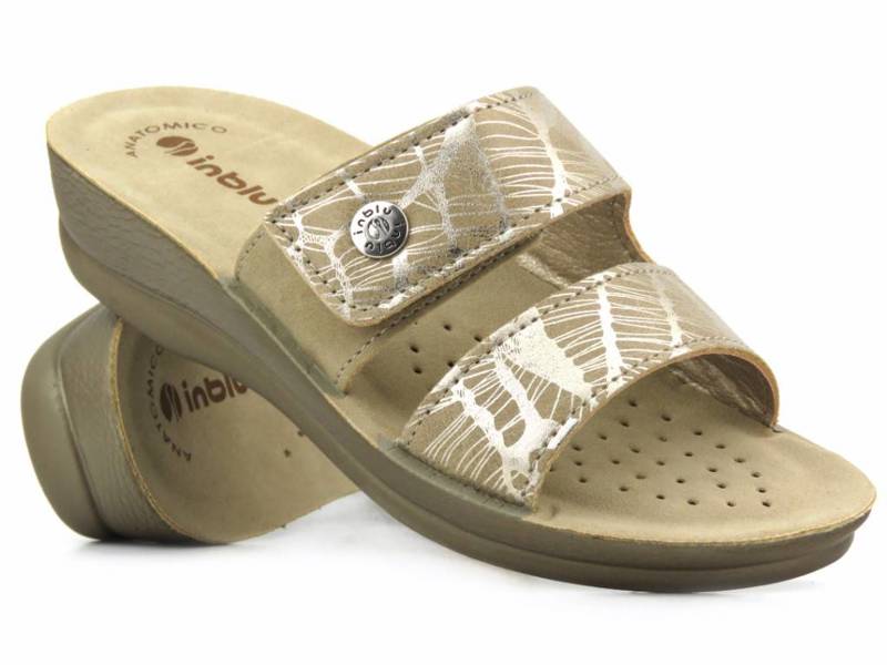 Pohodlné dámské pantofle na suchý zip - INBLU VR-60, zlaté