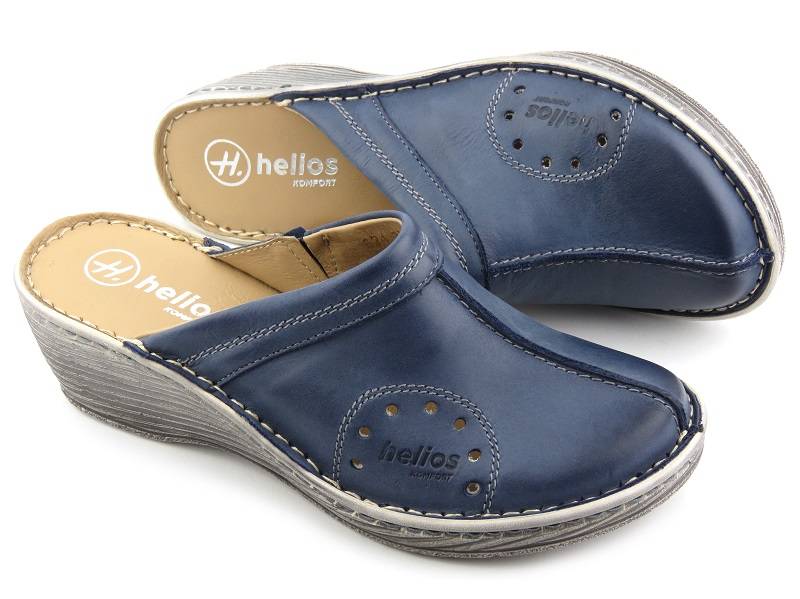 Pohodlné dámské sandály na klínku - HELIOS Komfort 624, tmavě modrá 2