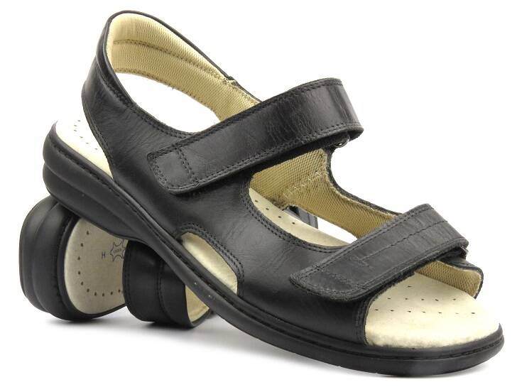 Pohodlné, kožené dámské preventivní sandály - KOSELA MEDIC 9154, černé