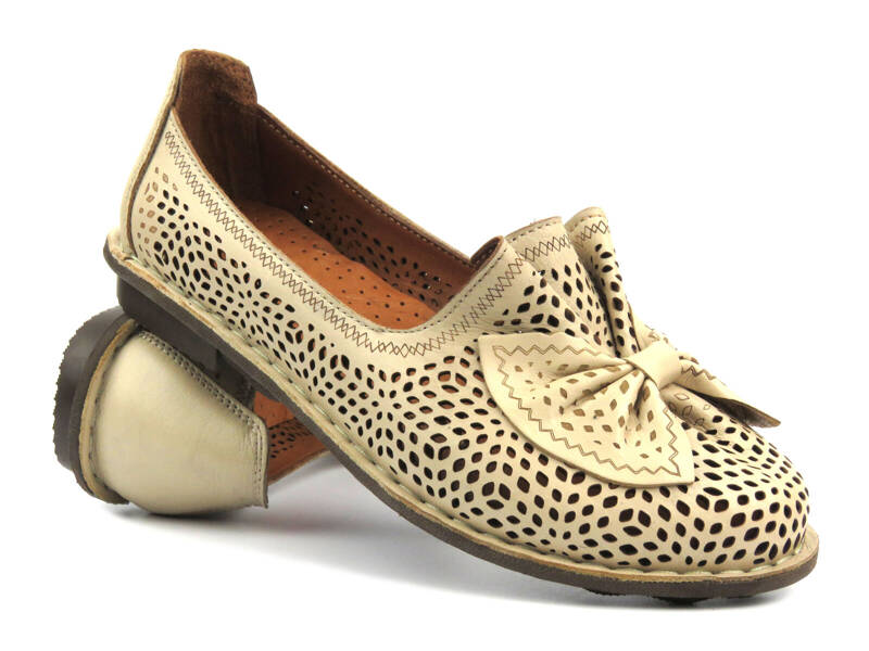 Prolamované boty, dámské balerínky - Comfortabel 940320-08, béžová