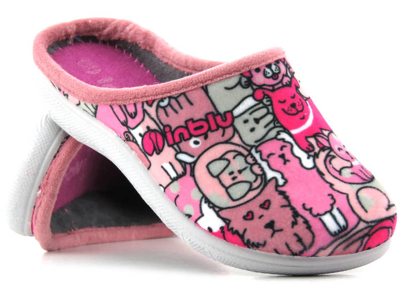 Rozkošné dívčí pantofle s pejsky - INBLU B9-46, růžové