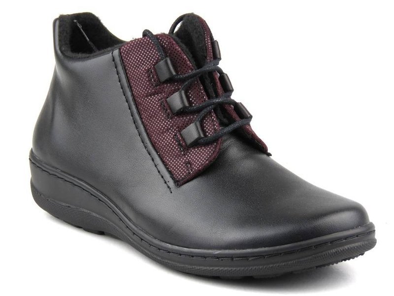 Širší dámská kotníková obuv s bezešvým nártem - HELIOS Komfort 592, černá