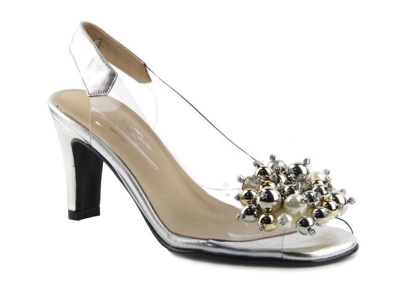 Transparentní dámské sandály se zdobením - Brenda Zaro T3448, stříbrné