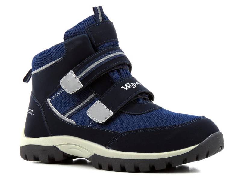 Trekové boty, dětské zimní boty - WOJTYŁKO 21040 Softshell, tmavě modrá