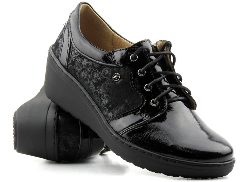 Dámská obuv se šněrováním a zipem - HELIOS Komfort 385, černá