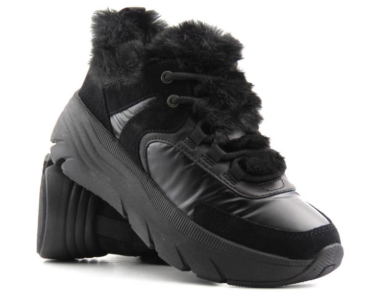 Dámské boty a tenisky s kožíškem - GEOX Respira D26UFB, černé
