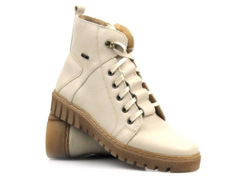 Dámské kožené boty HELIOS Komfort 577, ecru