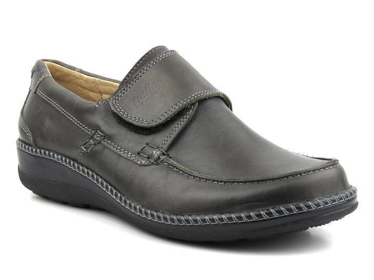 Dámské kožené boty na suchý zip - HELIOS Komfort 711, grafit