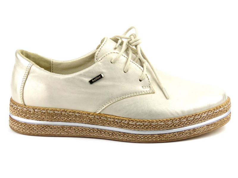 Dámské kožené boty s copánkovou podrážkou - Helios Komfort 380, zlatá