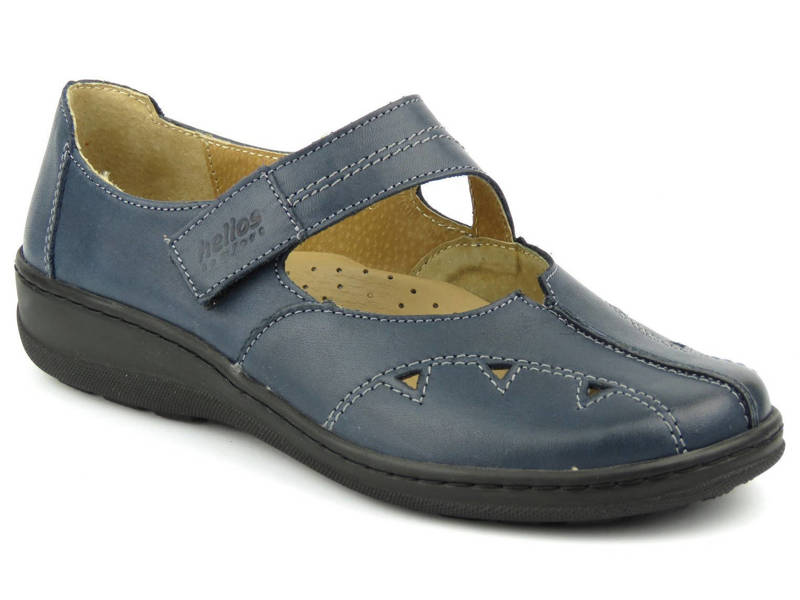 Dámské kožené boty s měkkou stélkou - Helios Komfort 376, tmavě modrá