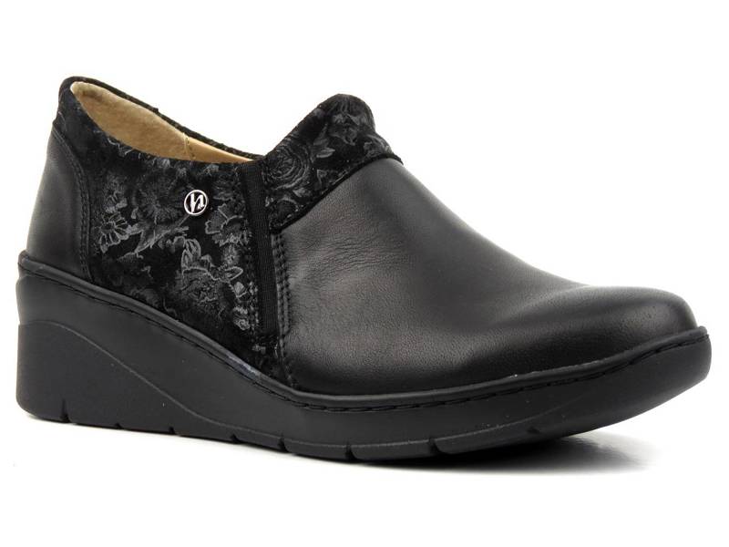 Dámské kožené boty se zvýšenou podrážkou - HELIOS Komfort 348, černá