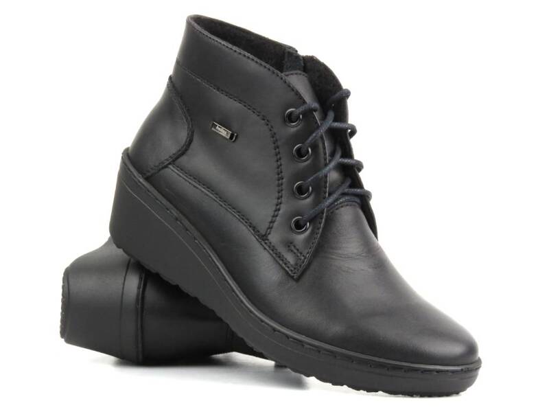 Dámské kožené kotníkové boty - HELIOS Komfort 554, černé