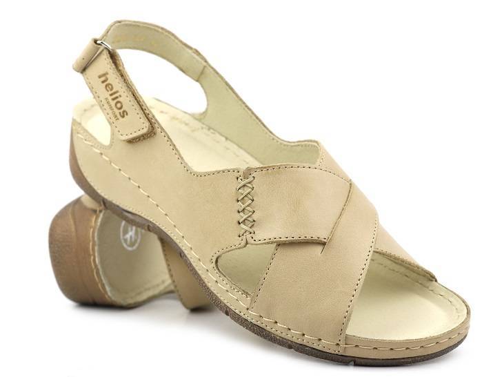 Dámské kožené sandály - HELIOS Komfort 229-1, světle béžová